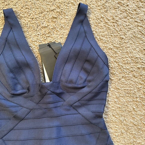 Herve Leger ari steel blue bodycon dress NWT original price 1350$ - Picture 2 of 7